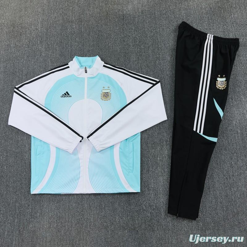 2026 Argentina White & Sky Blue Full Zipper Jacket Tracksuit + Long Pants
