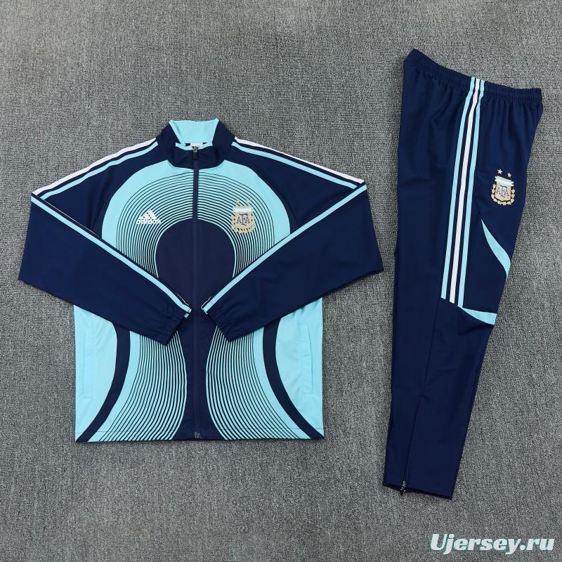 2026 Argentina Navy & Sky Blue Full Zipper Jacket Tracksuit + Long Pants