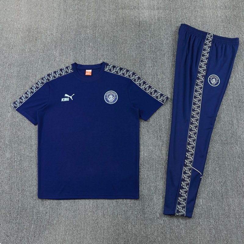 26/27 Manchester City Navy Blue  Short Sleeve Tracksuit + Long Pants