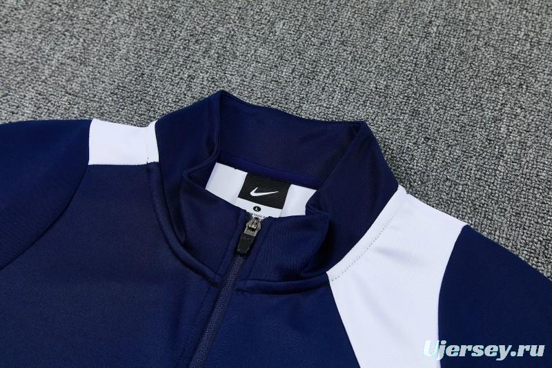 26/27 Paris Saint-Germain Navy Blue & White Full Zipper Jacket Tracksuit + Long Pants (Home)