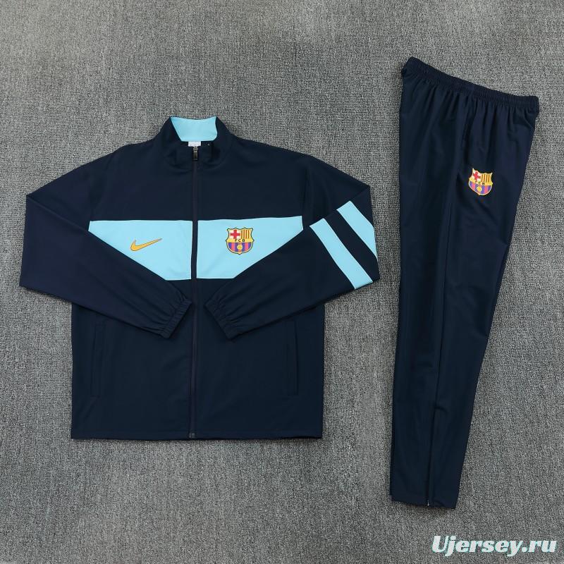 2026 Barcelona Navy Blue  Full Zipper Jacket Tracksuit + Long Pants