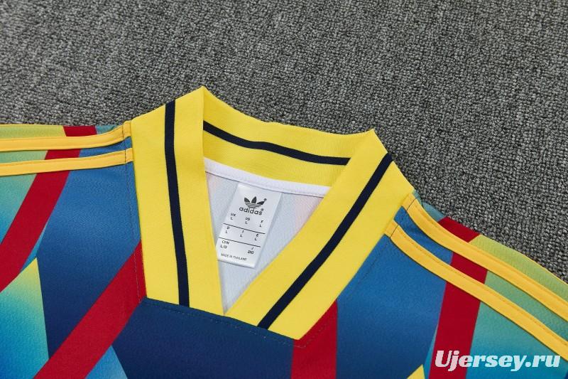 26/27 Arsenal Yellow Blue Red Geometric Multicolor Short Sleeve Tracksuit + Long Pants