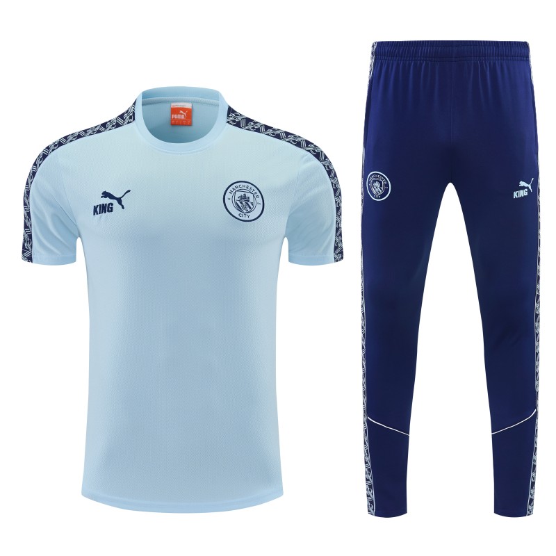 26/27 Manchester City Sky Blue Short Sleeve Tracksuit  + Long Pants (Puma King / Home)