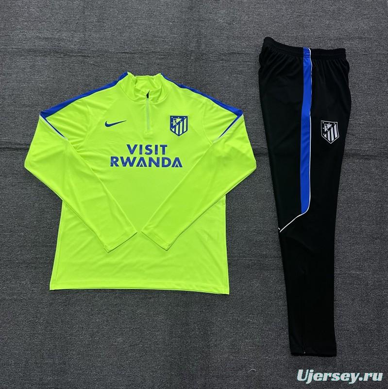 26/27 Kids  Atlético Madrid Third Fluorescent Green Half Zipper Jacket Tracksuit + Long Pants