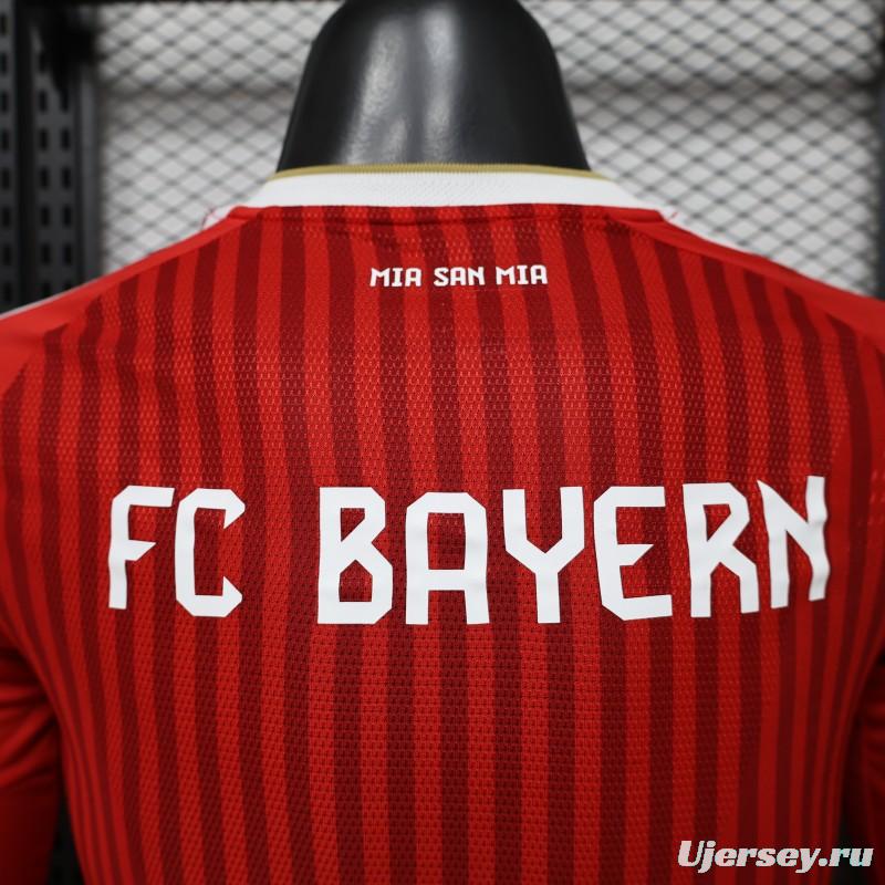 Player Version 26/27 FC Bayern Munich Red-on-Red Diagonal Stripe  Long Sleeve Jersey