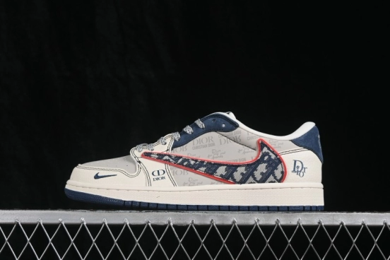 Nike Travis Scott x Fragment Design Air Jordan 1 Low OG SP Collaboration Casual Skate Shoes - XD1979-006