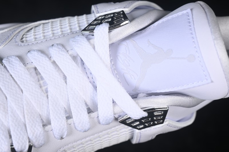 Nike Air Jordan 4 Retro PureMoney White Cat Leather Sneakers - 308497-100