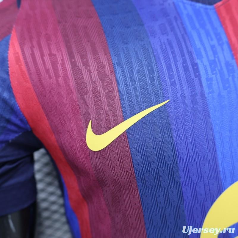 Player Version 26/27 FC Barcelona Deep Blue & Red Stripe  Home Jersey