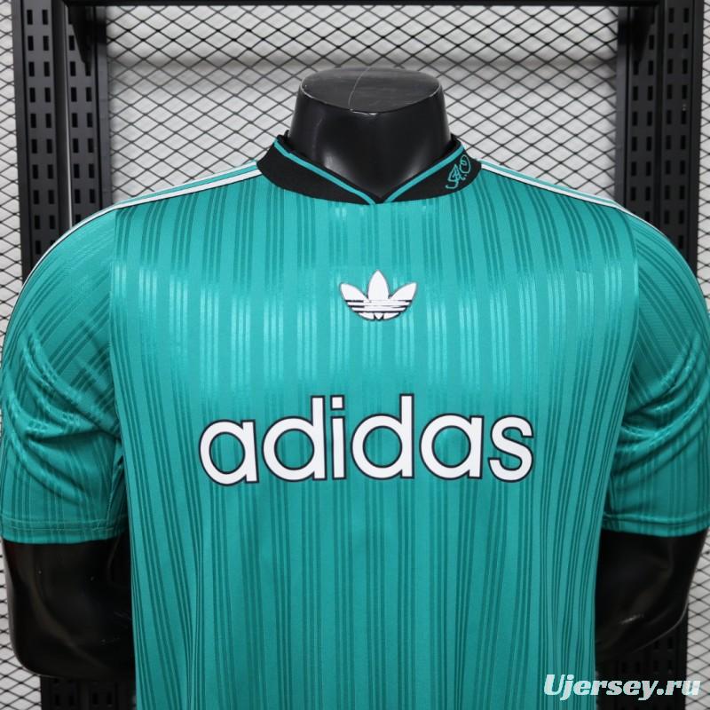 Player Version 2026  Adidas Originals Retro Style Teal Green Stripe Football Jersey