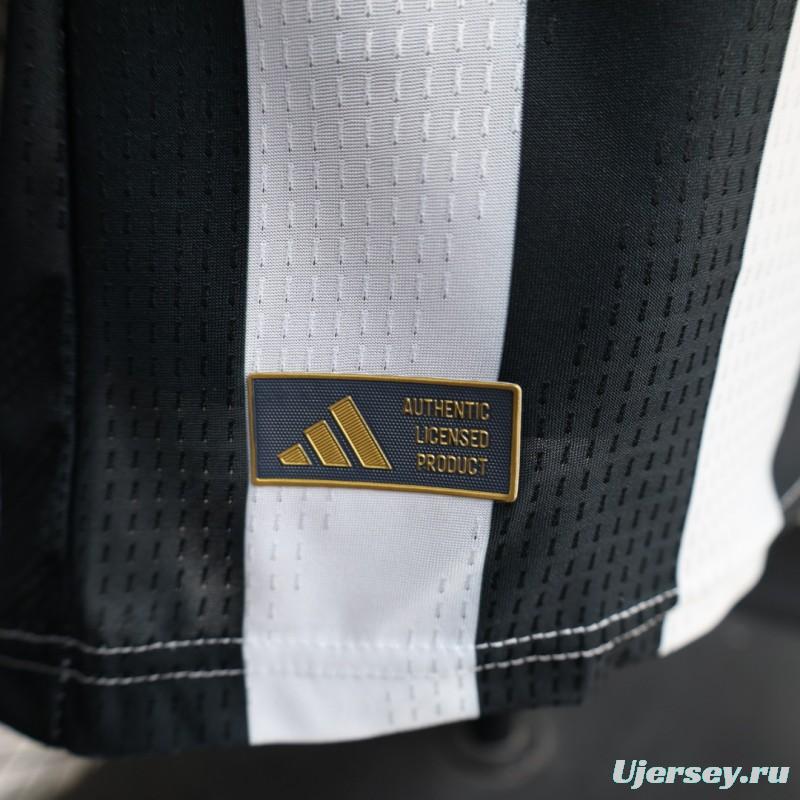 Player Version 26/27 Juventus Black & White Stripe Gold Detail Home Jersey