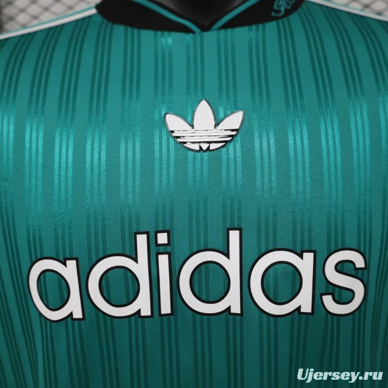 Player Version 2026  Adidas Originals Retro Style Teal Green Stripe Football Jersey