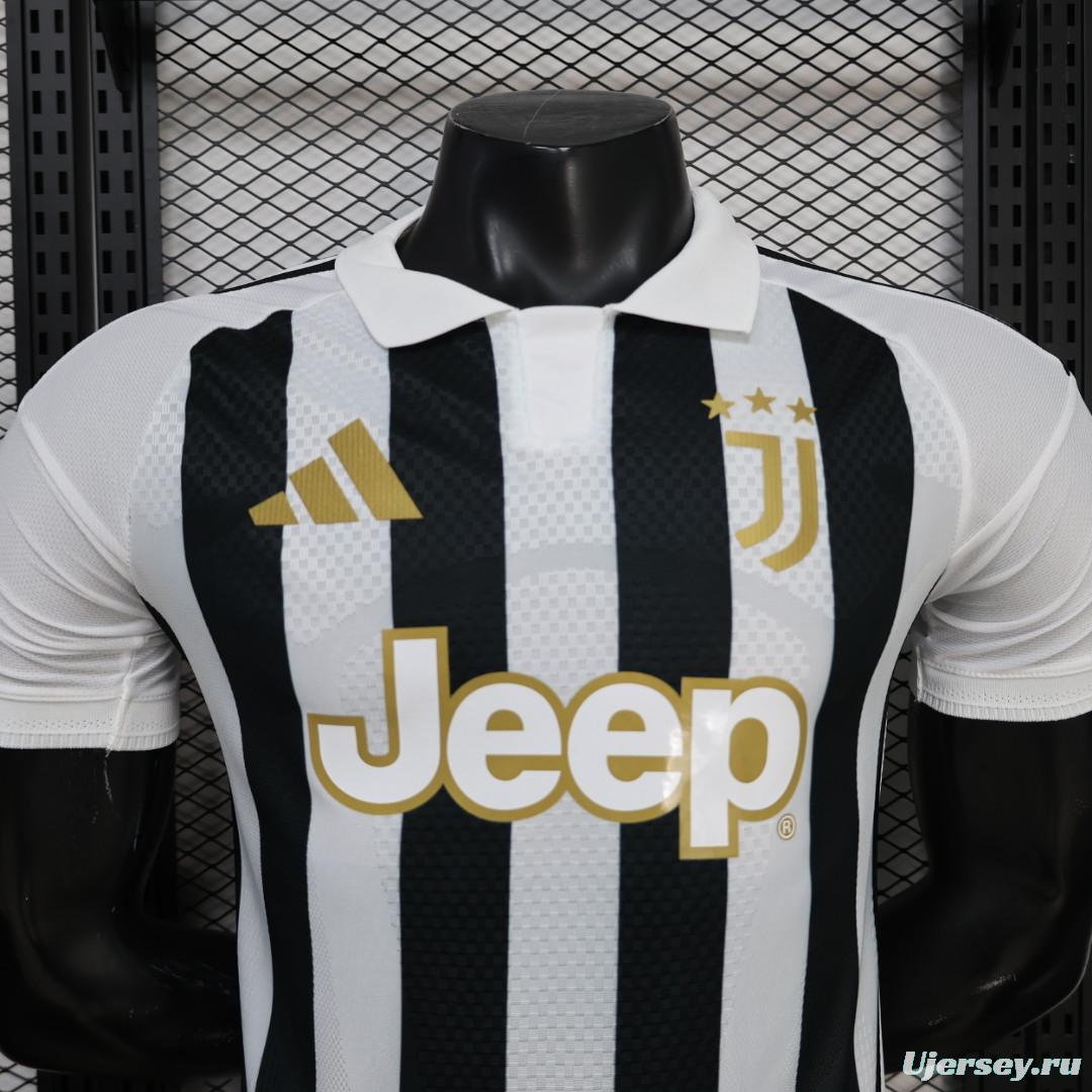 Player Version 26/27 Juventus Black & White Stripe Gold Detail Home Jersey