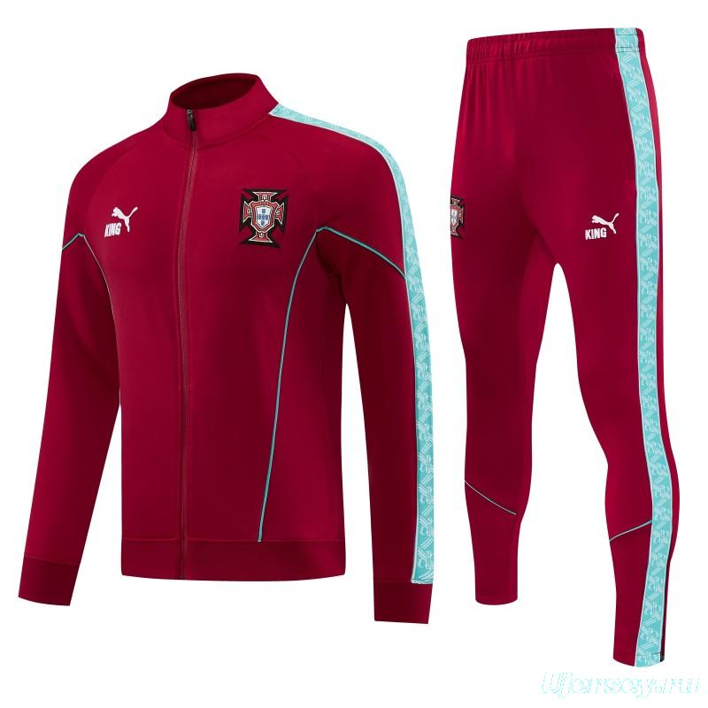 26/27 Portugal  Red Full Zipper Jacket Tracksuit + Long Pants