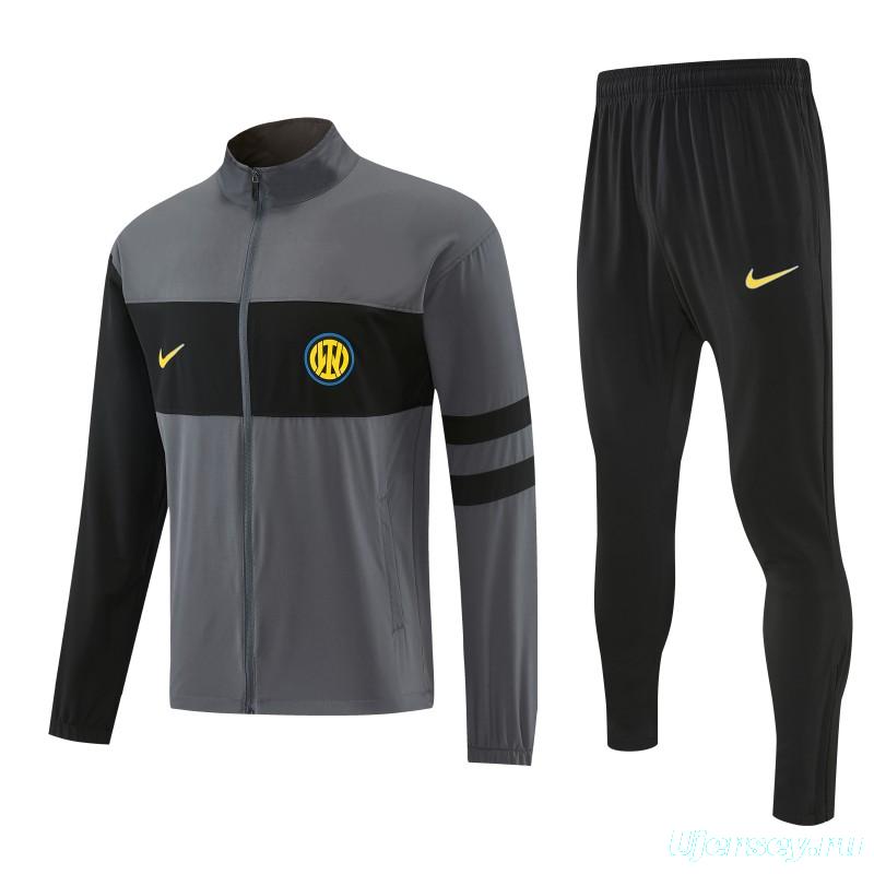26/27 Inter Milan Grey & Black Full Zipper Jacket Tracksuit + Long Pants