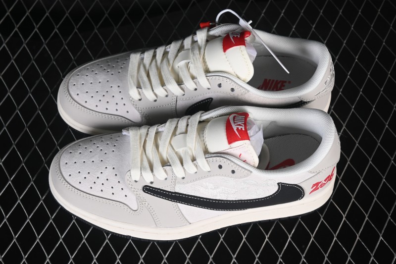 Nike Air Jordan 1 Low Retro Basketball Shoes with Chinese Auspicious Cloud Pattern Premium Custom Edition - JJ2508-107
