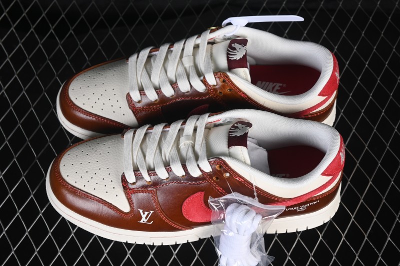 Nike SB Dunk Low Year of the Horse Wine Red Brown Premium Custom Low-Top Casual Skateboarding Shoes - DS6608-025
