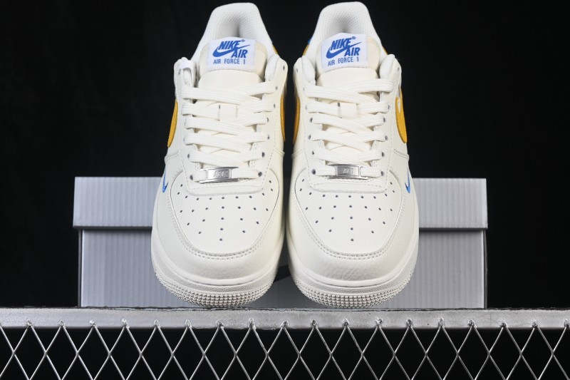 Nike Air Force 1 '07 Low Classic White Basketball Sneakers with Gold Accents and Full-Length Air Cushion - FZ1151-100