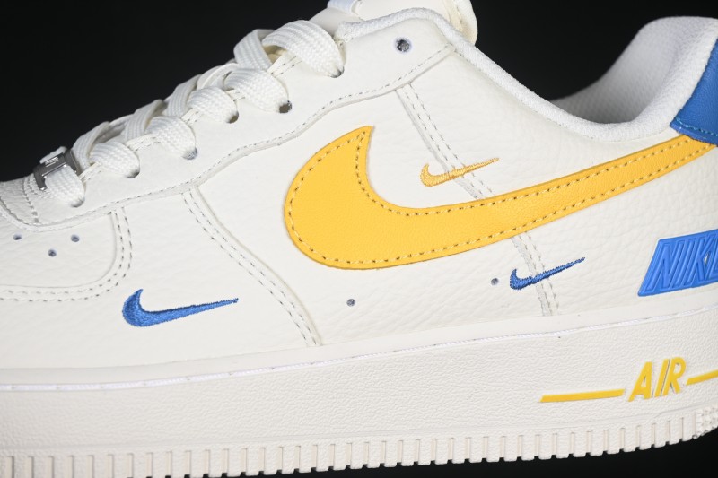 Nike Air Force 1 '07 Low Classic White Basketball Sneakers with Gold Accents and Full-Length Air Cushion - FZ1151-100