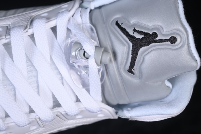 Nike Air Jordan 5 Retro Running Shoes with White Metallic Design and Visible Air Cushioning - HQ7978-103