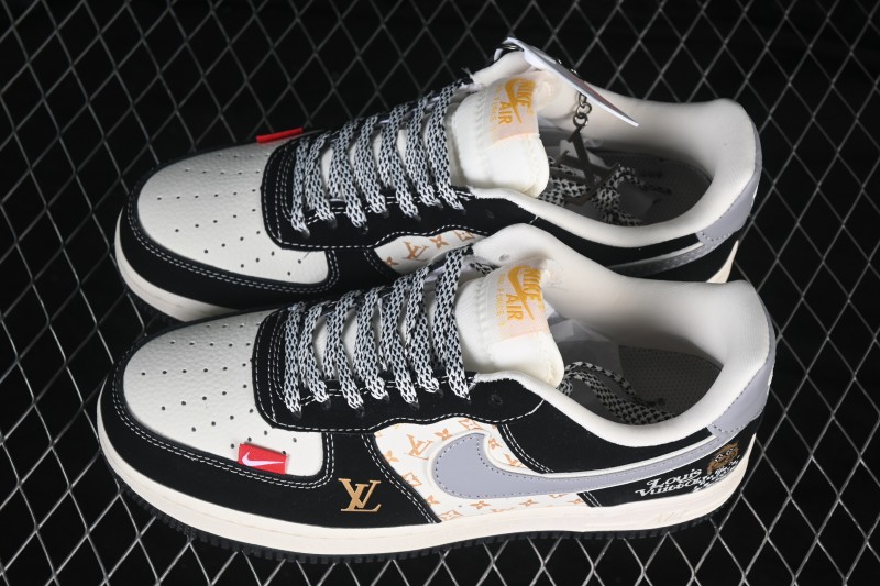 Nike Air Force 1 '07 Low Basketball Shoes with Black and White Color Blocking and Full-Length Air Cushion - KL1688-006