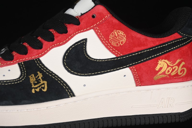 Nike Air Force 1'07 Low Year of the Horse Limited Edition Black Red Colorway Low-Top Casual Skateboarding Shoes - QW5288-131