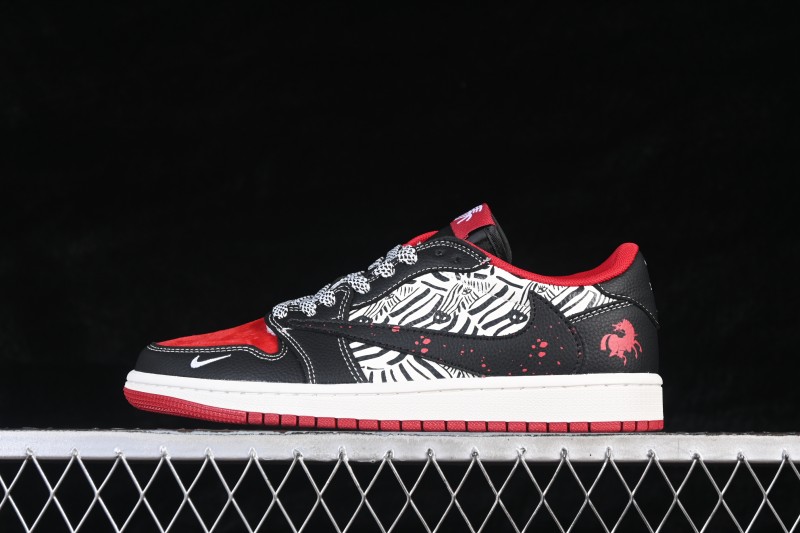 Travis Scott x Fragment Design x Air Jordan 1 Low OG SP Unisex Lifestyle Sneakers with Reverse Swoosh and Premium Leather - DZ2688-109