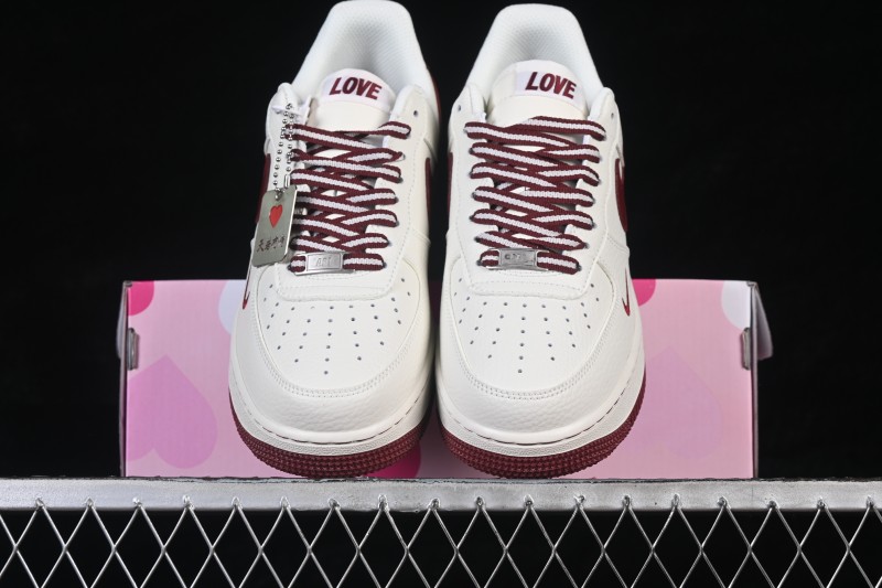 Nike Air Force 1 '07 Low Valentine's Day Edition White with Red Accents Low-Top Casual Skate Shoes - NH0601-539