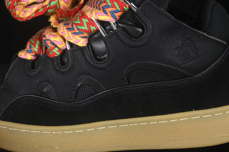 Lanvin Two-Tone Lace-Up Low-Top Casual Lifestyle Sneakers with Gum Sole - AJE5