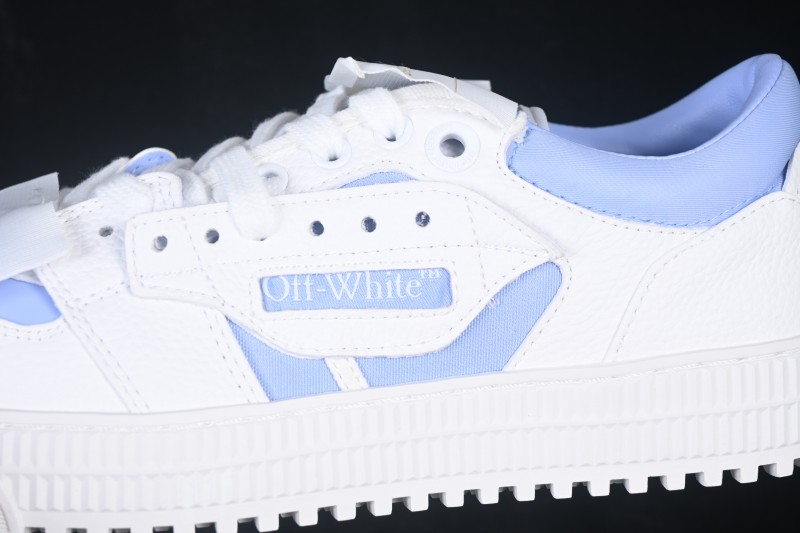 Off-White 3.0 Court Round-Toe Lace-Up Low-Top Casual Skate Shoes White Blue - AJD4