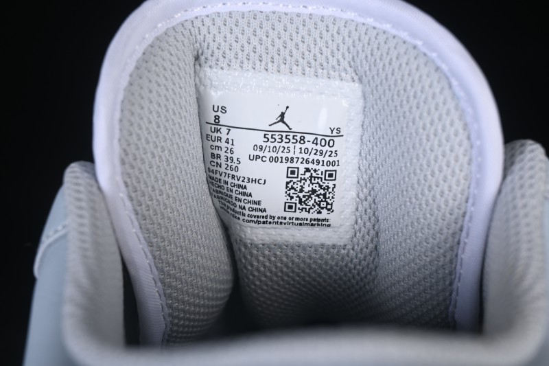 Nike Air Jordan 1 Low Retro Basketball Shoes with White Grey and Blue Accents - 553558-400