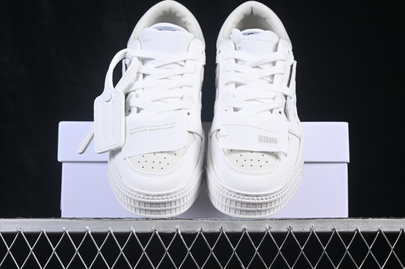 Off-White 3.0 Court Round-Toe Lace-Up Low-Top Casual Skate Shoes White Orange - AJD4