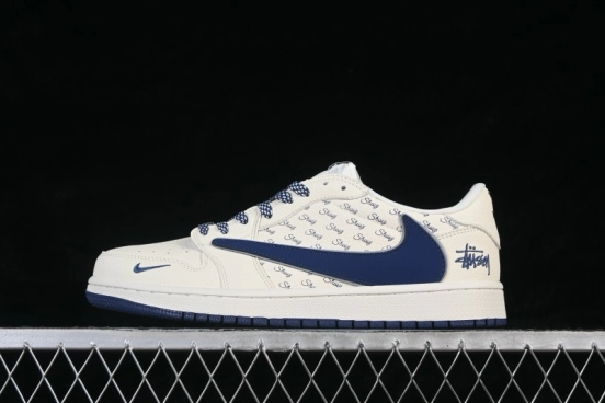 Nike Air Jordan 1 Low Retro Collaboration Premium Casual Sneakers with Embroidered Swoosh - LD2028-065