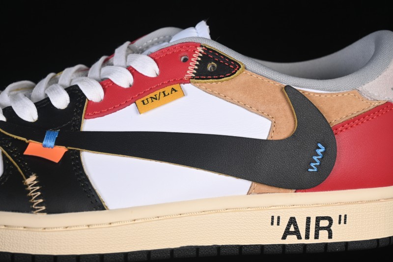 Nike Travis Scott x Air Jordan 1 Low OG Retro Sneakers with Reverse Swoosh Design - XZ6868-005