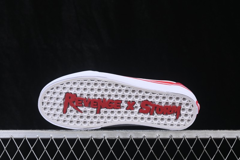 Revenge x Storm Old Skool Lightning Collaboration Low-Top Skate Shoes Red White