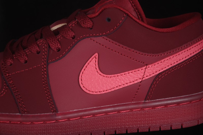 Nike Air Jordan 1 Low Retro Basketball Shoes with Gum Sole in Burgundy - IB7012-600