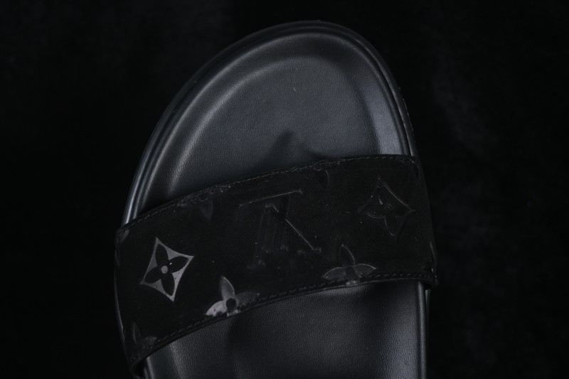 Louis Vuitton Venice Comfort Calfskin Suede Round-Toe Slide Sandals - T.E5