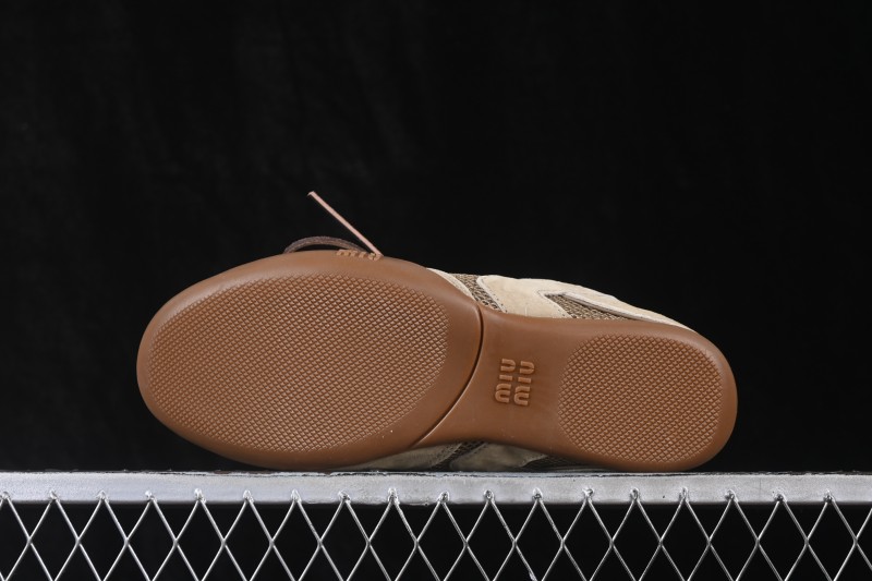 Miu Miu Gymnasium Multifaceted Lace-Up Mesh Round-Toe German Army Trainer Sneakers - SS26 Runway
