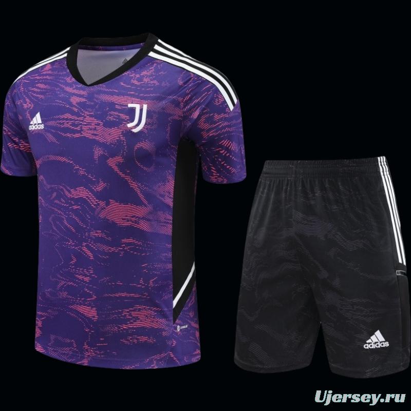 23-24 Juventus Purple Short Sleeve+Shorts