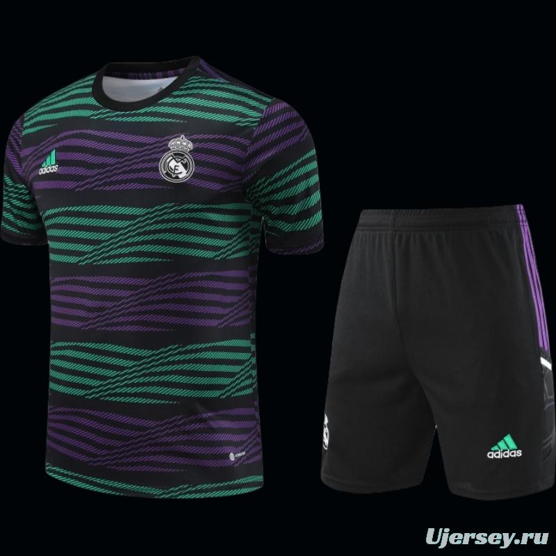 23-24 Real Madrid Stripe Pattern Short Sleeve+Shorts