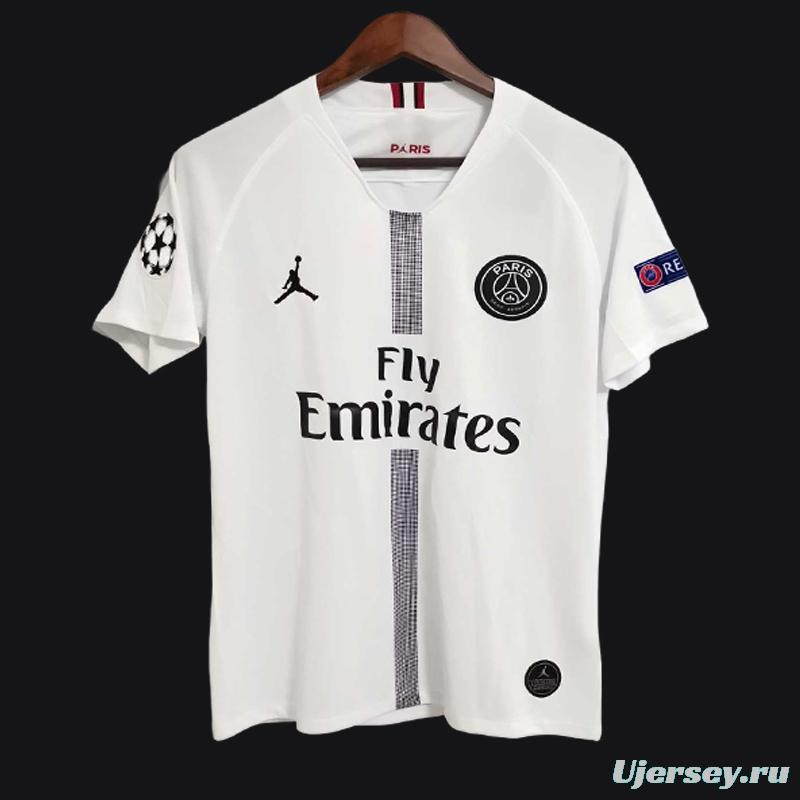 Retro 18/19 PSG Away White Jersey With Champions Patch