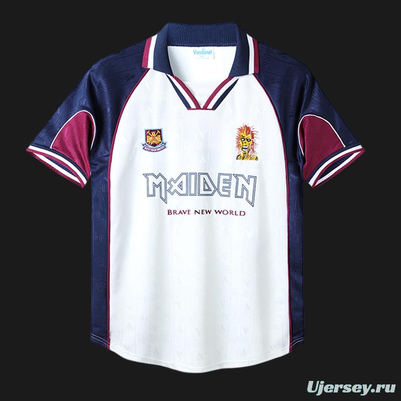 Retro 99/01 West Ham X Iron Maiden Away White Jersey