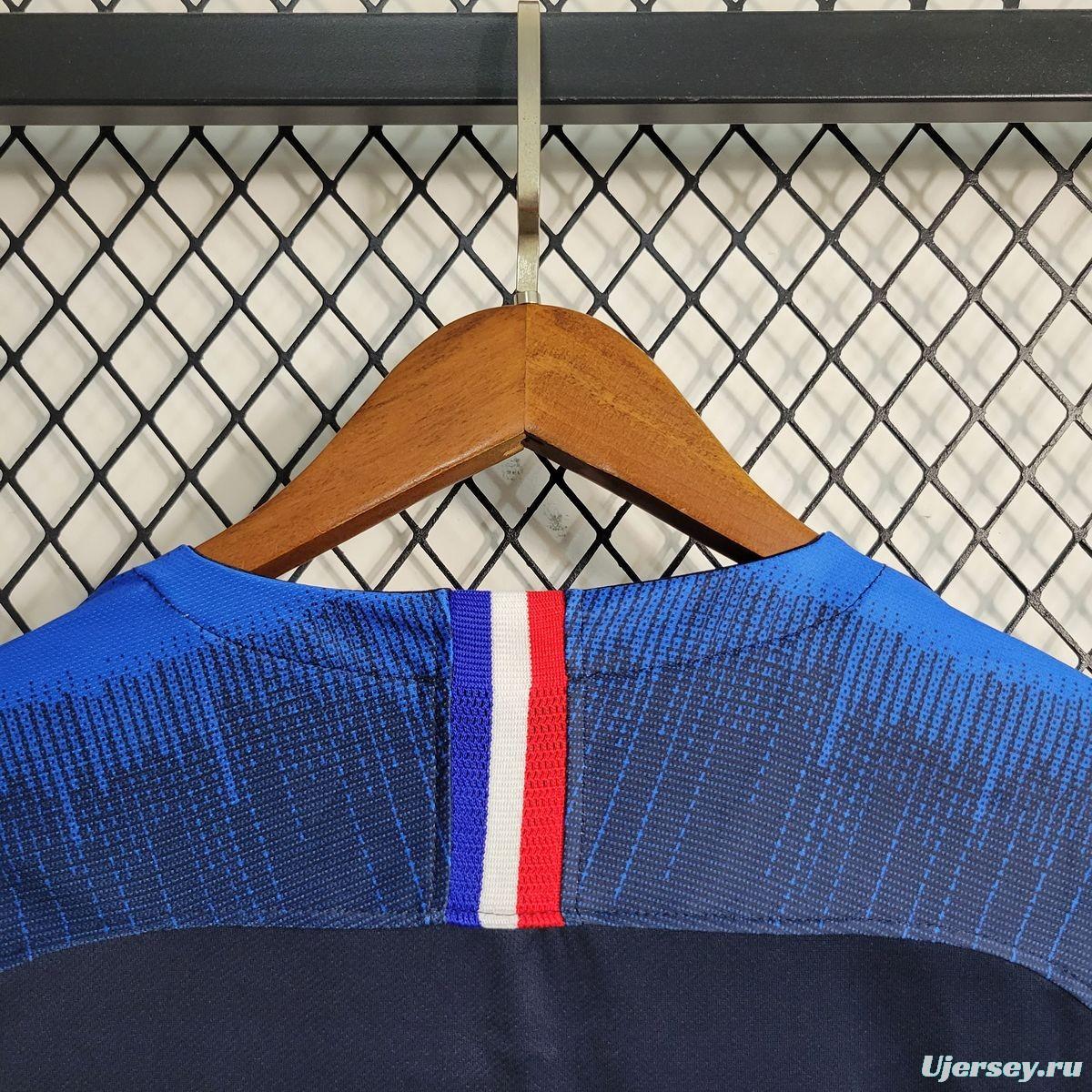 Retro 2018 France Home Long Sleeve Jersey