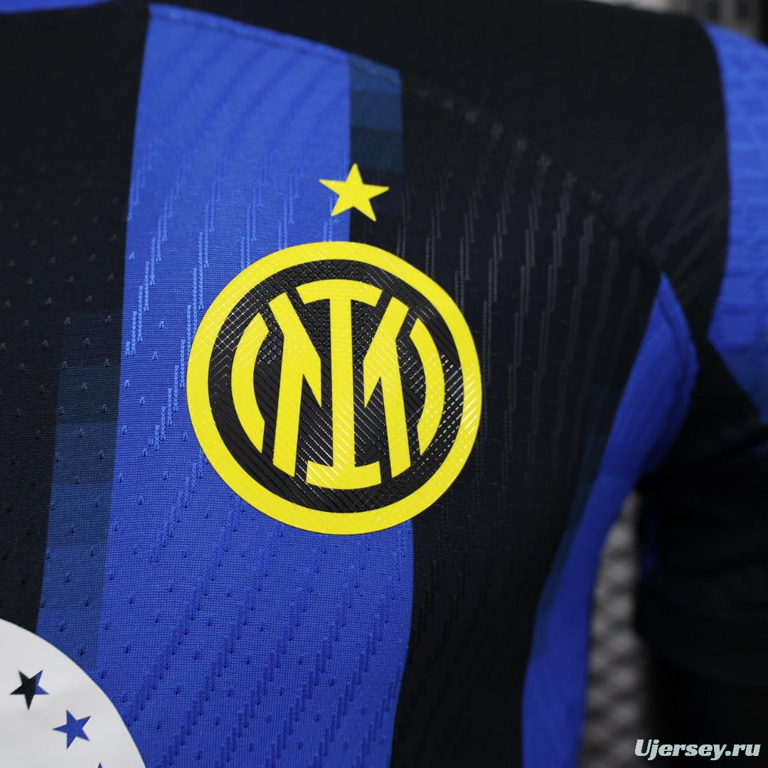 Player Version Retro 23/24 Inter Milan Home Jersey With Paramount Plus Sponsor