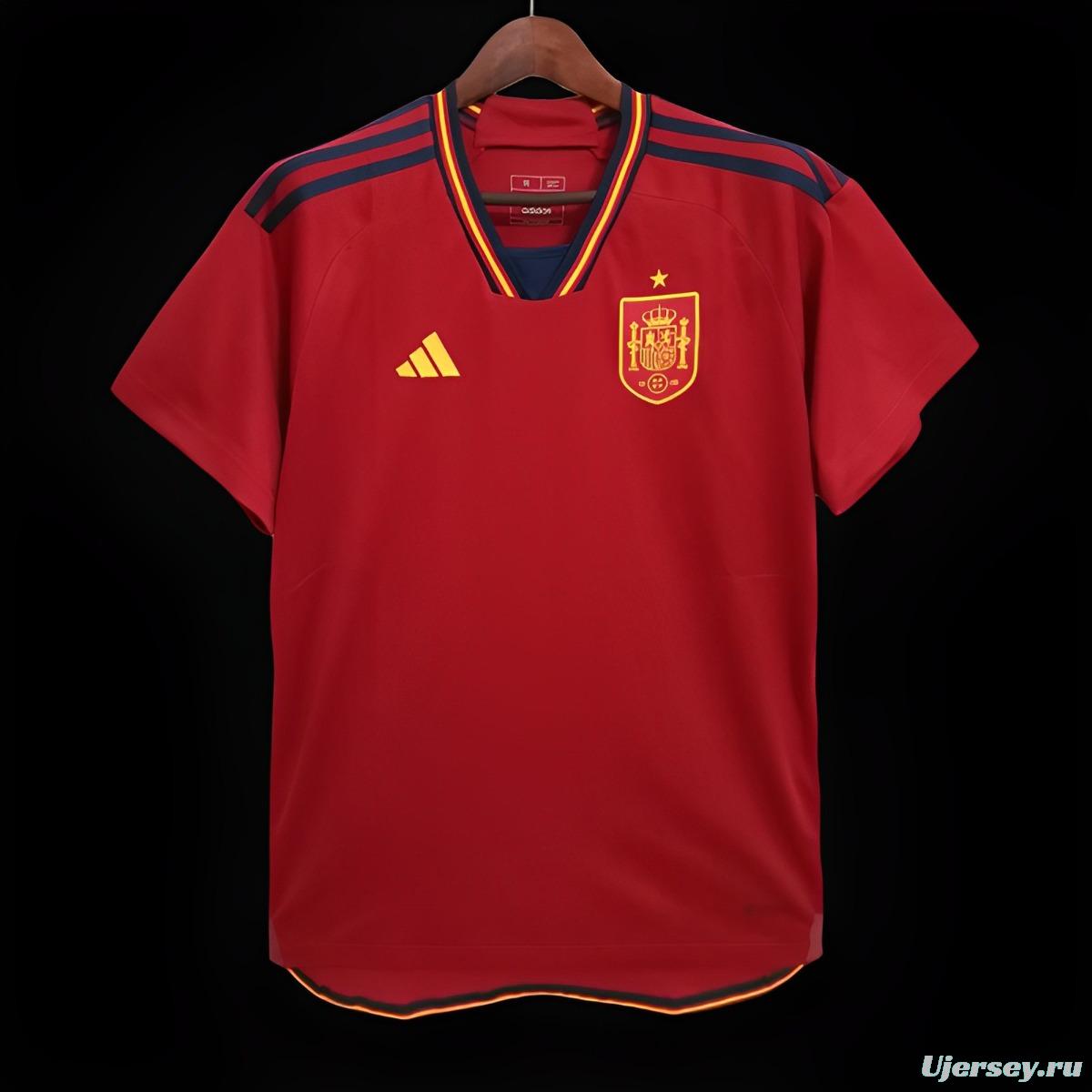 2022 Spain Home Soccer Jersey