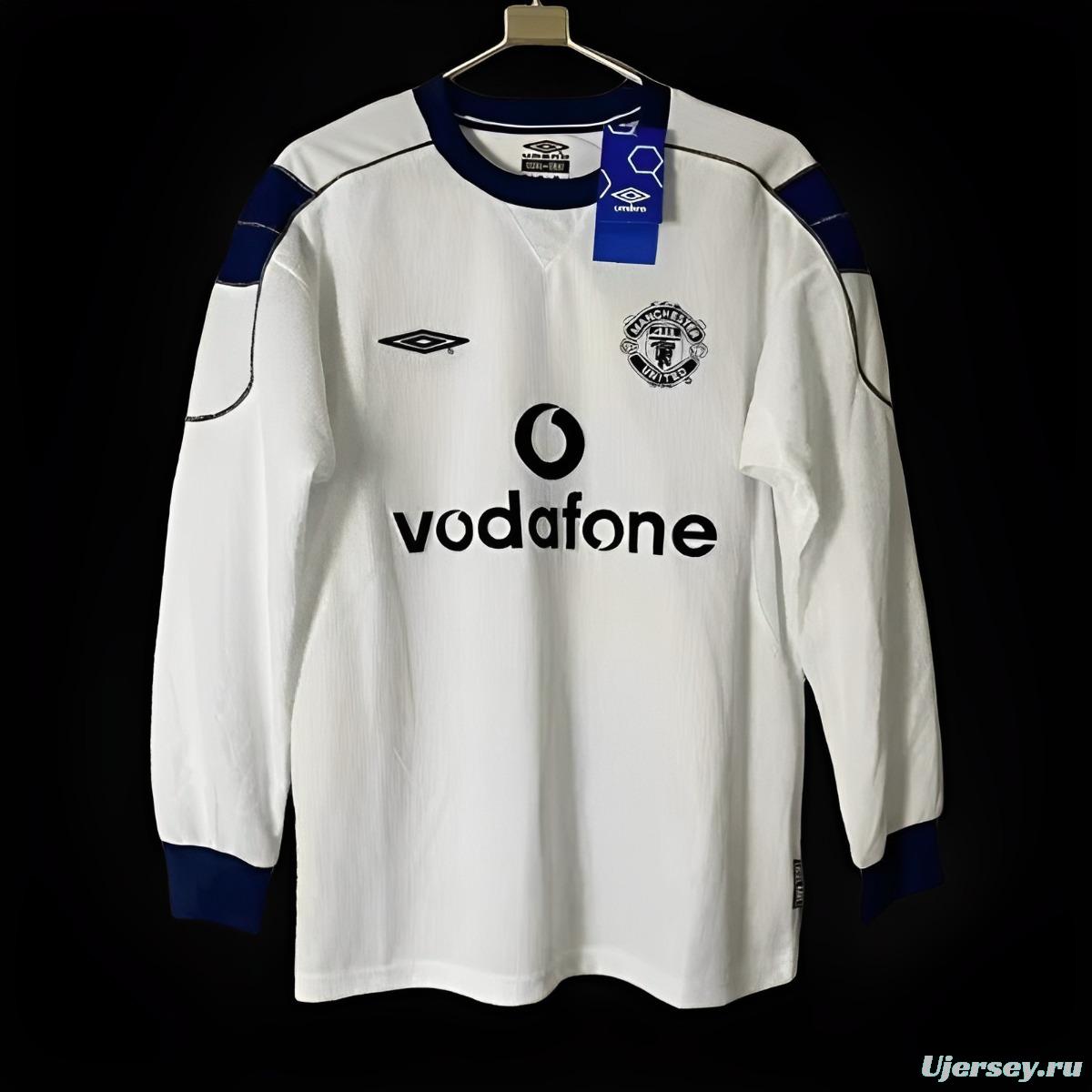 Retro 00/1 Manchester United Away Long Sleeve White Jersey