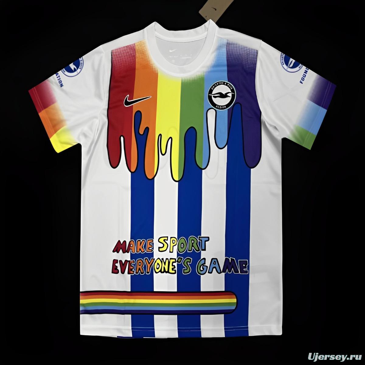 23/24 Brighton Pre-Match Rainbow Laces Sussex Cchoolgirl Designs Jersey