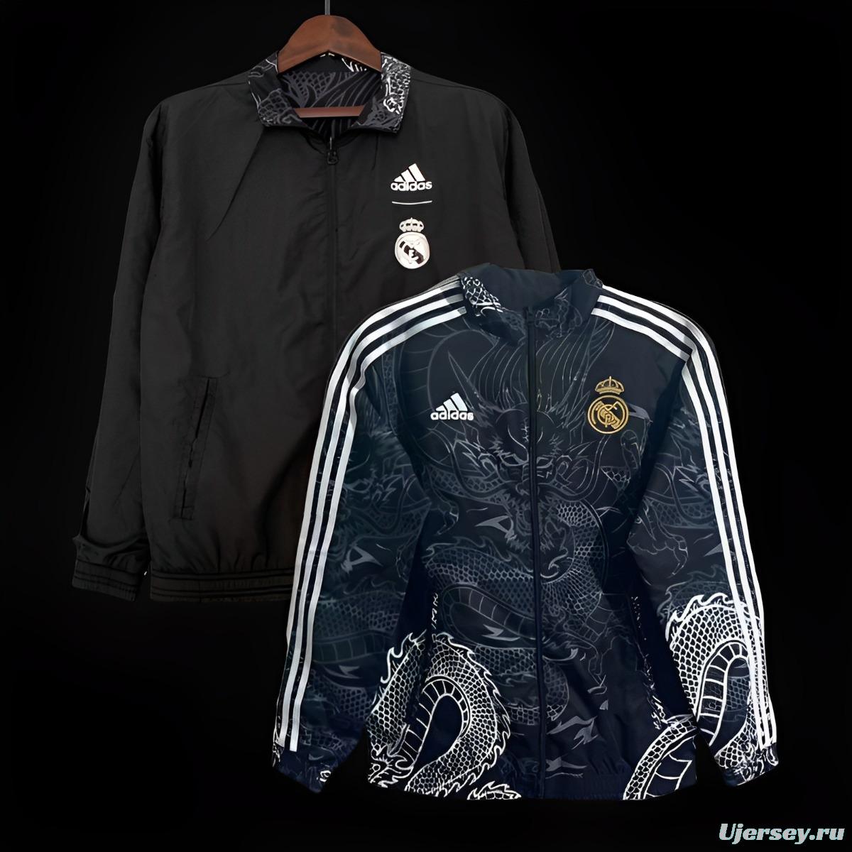 23/24 Real Madrid Black Dragon Reversible Full Zipper Jacket