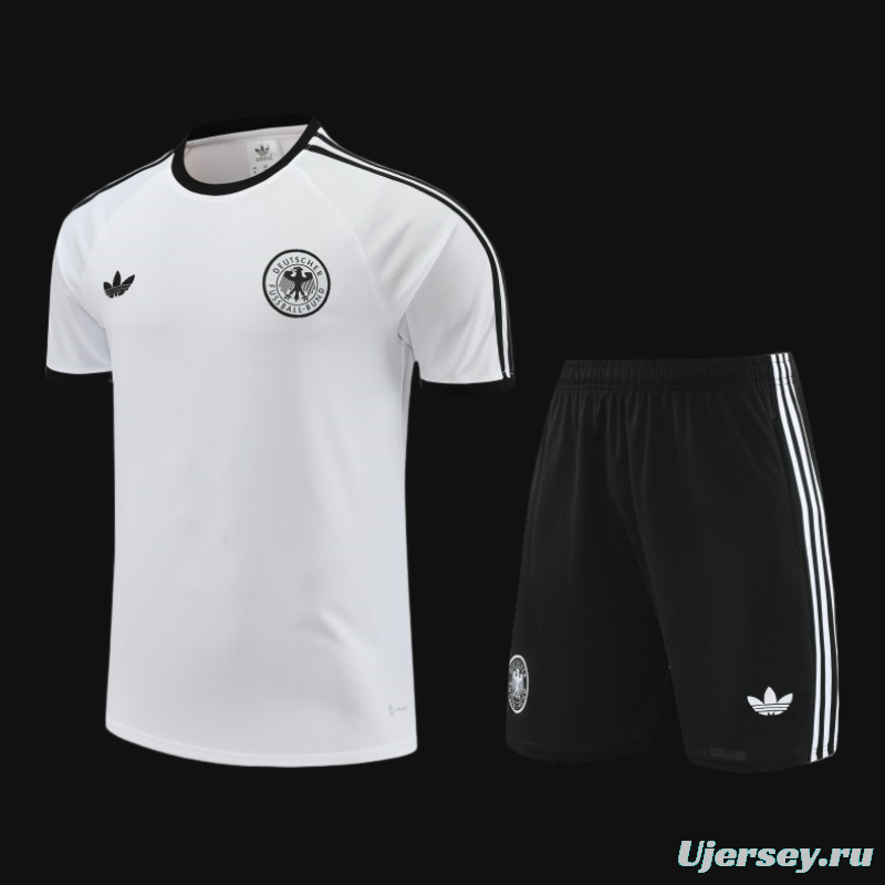 2024 Germany White Cotton Short Sleeve Jersey+Shorts
