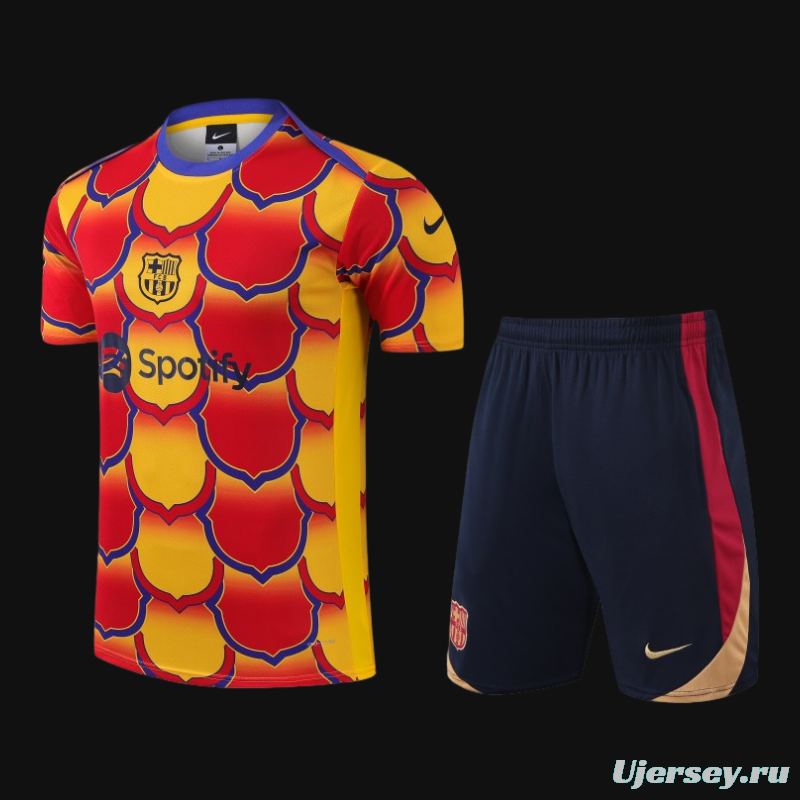 23/24 Barcelona Cotton Chinese New Year Pre-Match Short Sleeve Jersey+Shorts