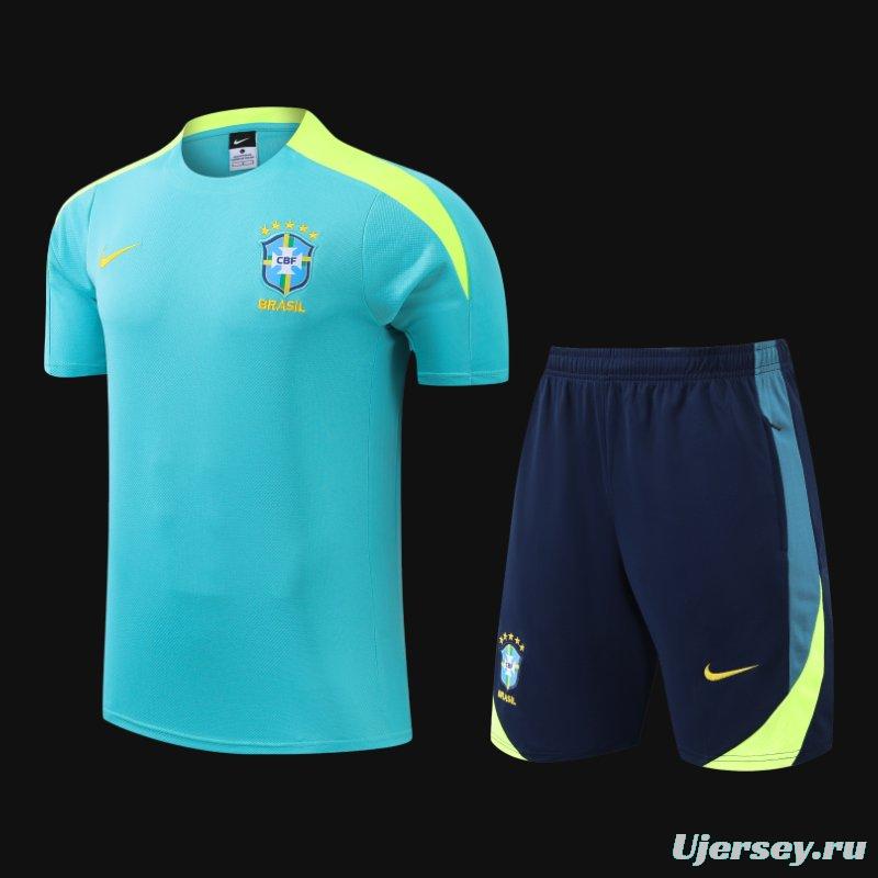 2024 Brazil Blue Short Sleeve Jersey+Shorts